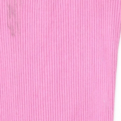 Preworn Womens Pink Viscose Bodycon Size L Square Neck Pullover - Chain Straps Ribbed