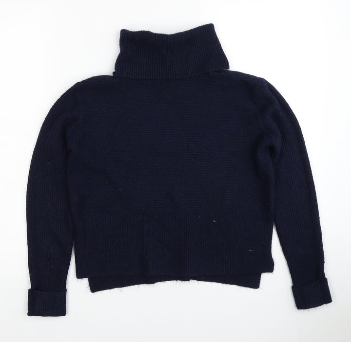 Miss Selfridge Womens Blue Roll Neck Acrylic Pullover Jumper Size 6