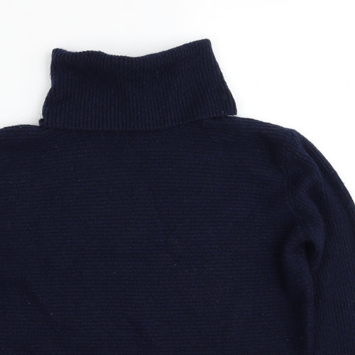 Miss Selfridge Womens Blue Roll Neck Acrylic Pullover Jumper Size 6