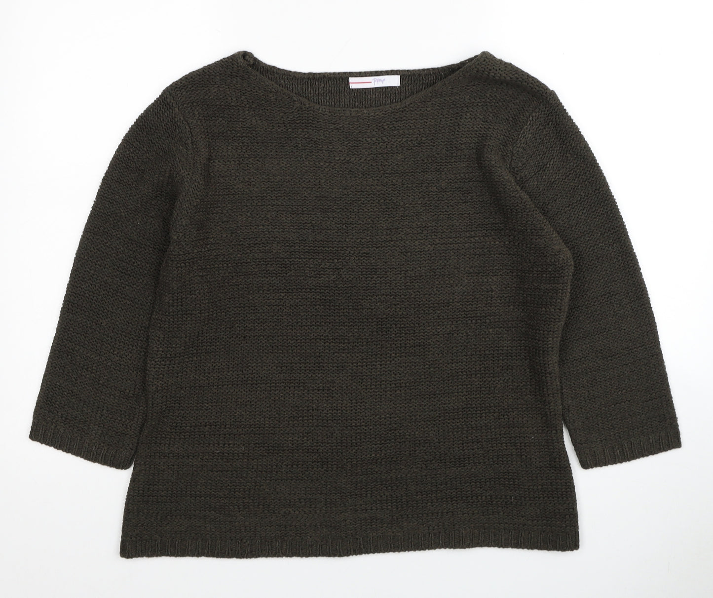 Papaya Womens Grey Boat Neck Acrylic Pullover Jumper Size 20