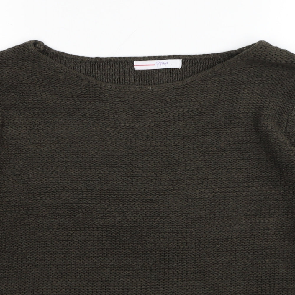 Papaya Womens Grey Boat Neck Acrylic Pullover Jumper Size 20