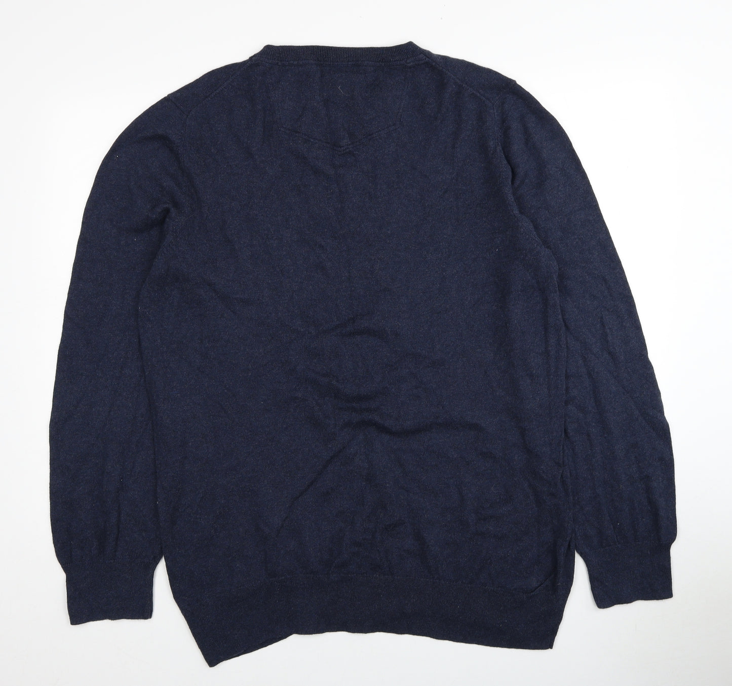 Fat Face Mens Blue V-Neck Cotton Pullover Jumper Size 2XL
