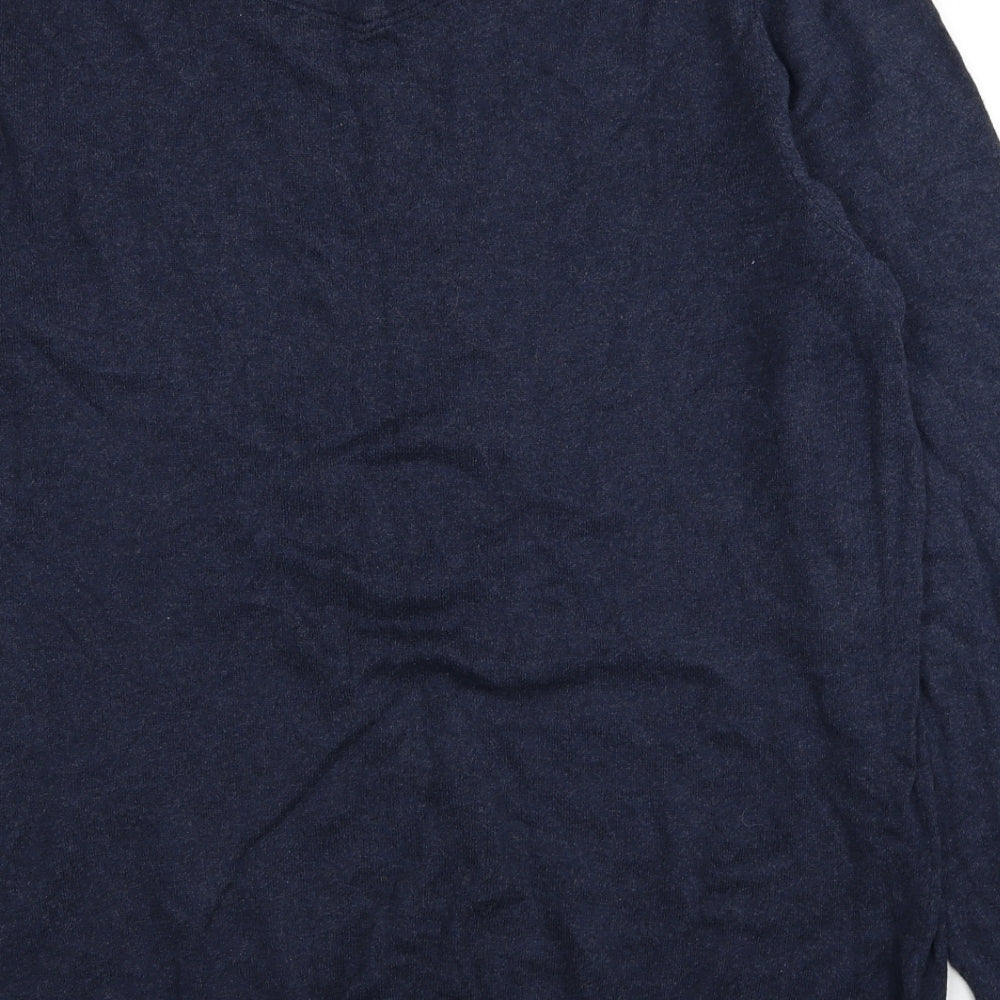 Fat Face Mens Blue V-Neck Cotton Pullover Jumper Size 2XL