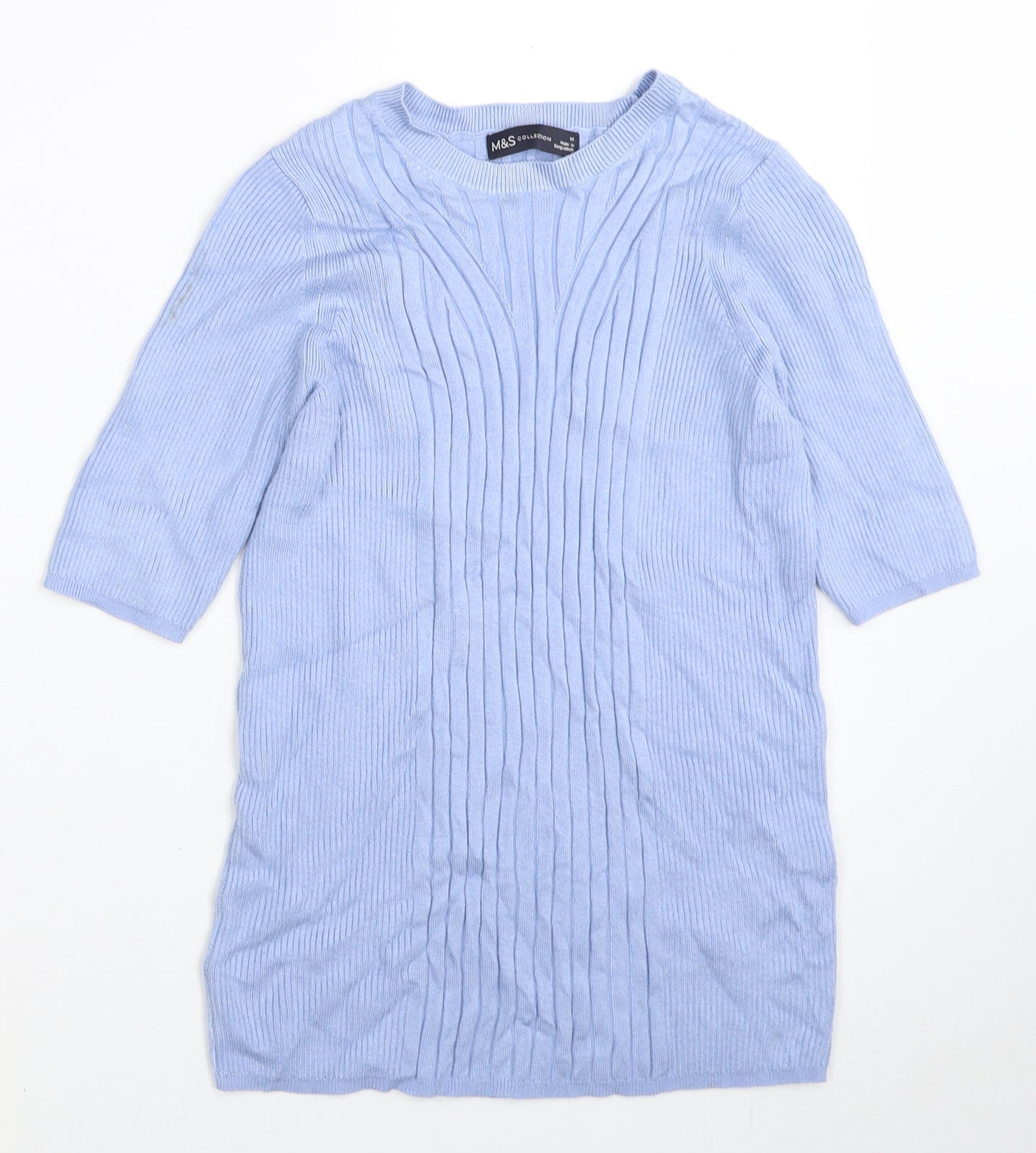 Marks and Spencer Womens Blue Boat Neck Viscose Pullover Jumper Size M