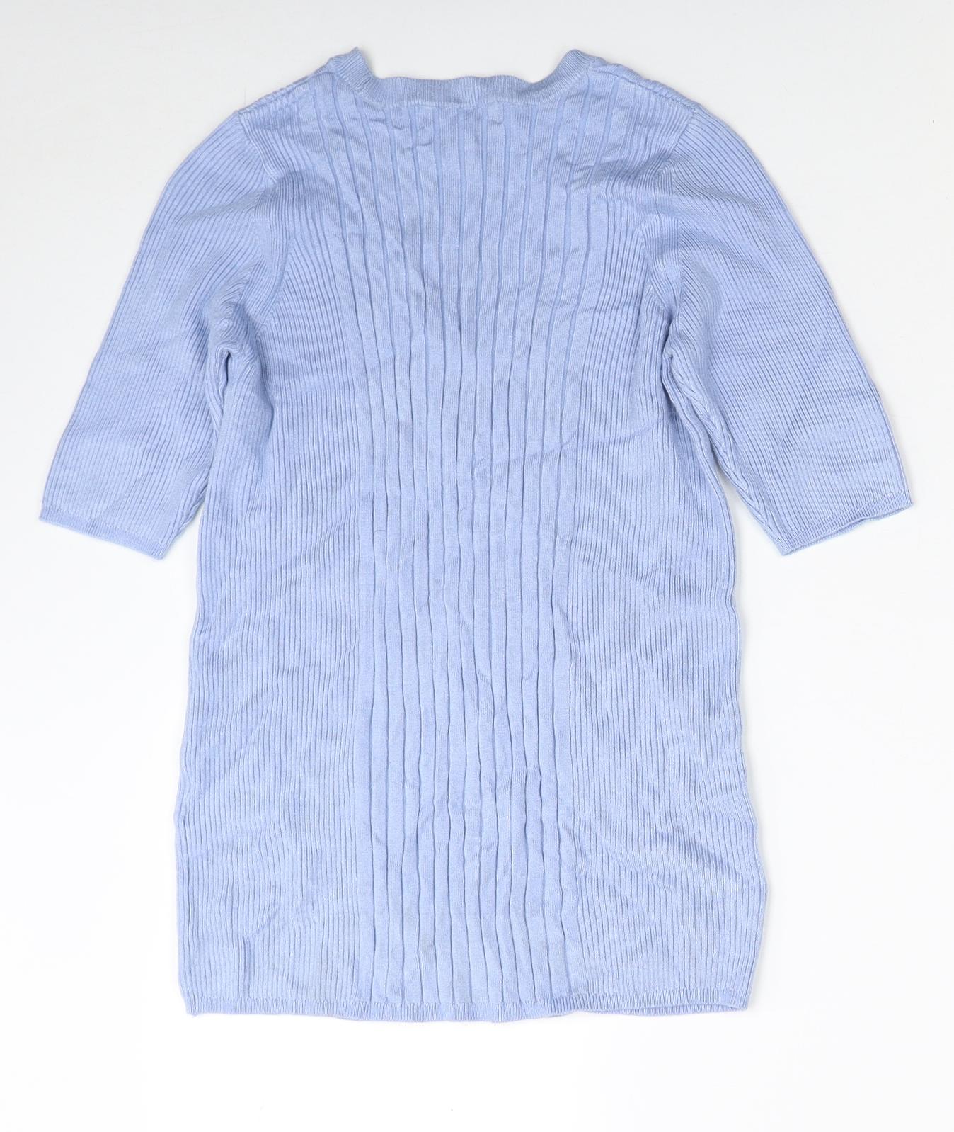 Marks and Spencer Womens Blue Boat Neck Viscose Pullover Jumper Size M