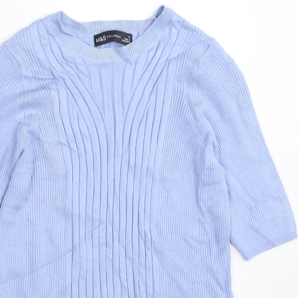 Marks and Spencer Womens Blue Boat Neck Viscose Pullover Jumper Size M