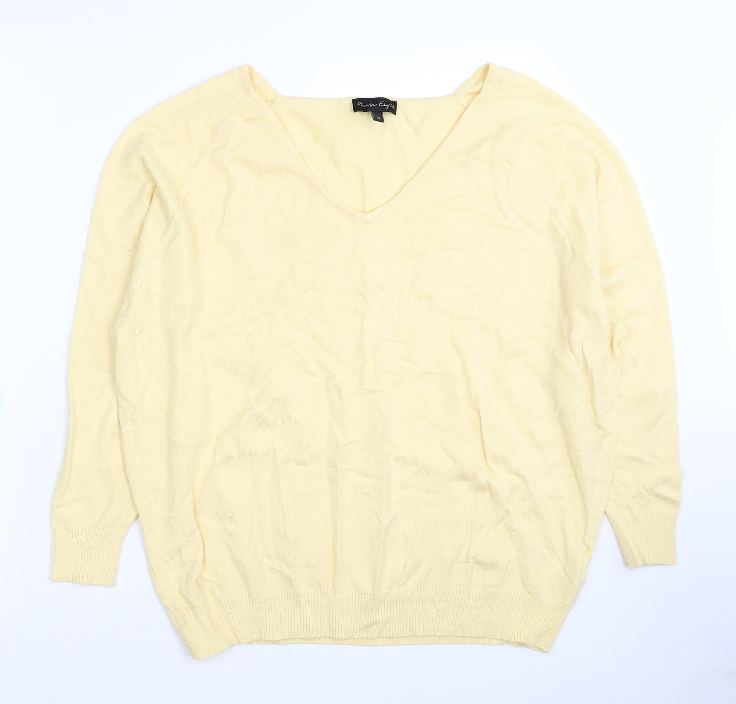 Phase Eight Womens Yellow V-Neck Viscose Pullover Jumper Size M