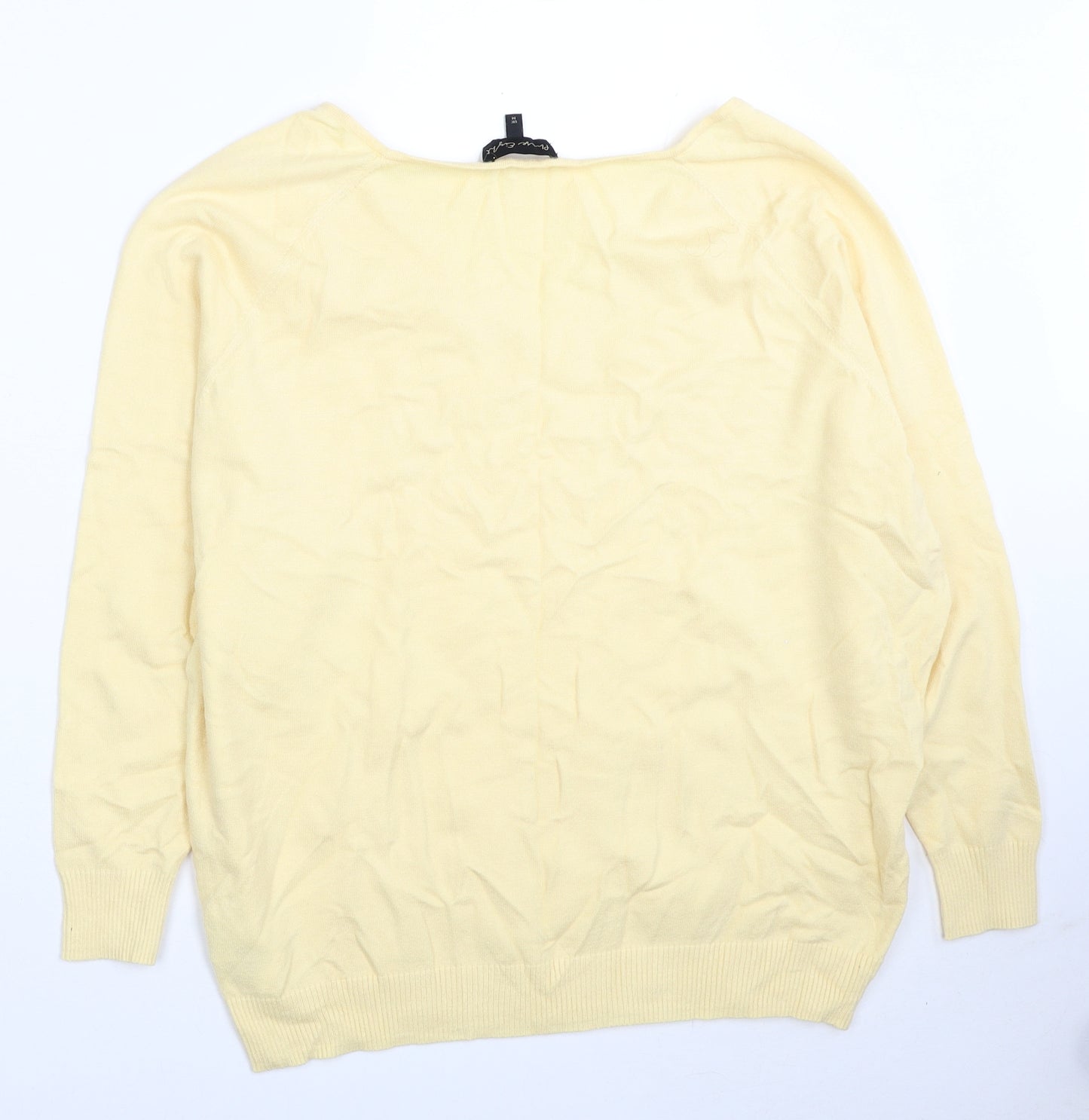 Phase Eight Womens Yellow V-Neck Viscose Pullover Jumper Size M