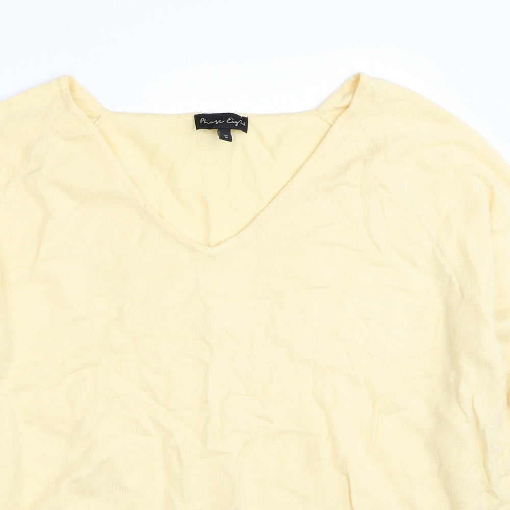 Phase Eight Womens Yellow V-Neck Viscose Pullover Jumper Size M