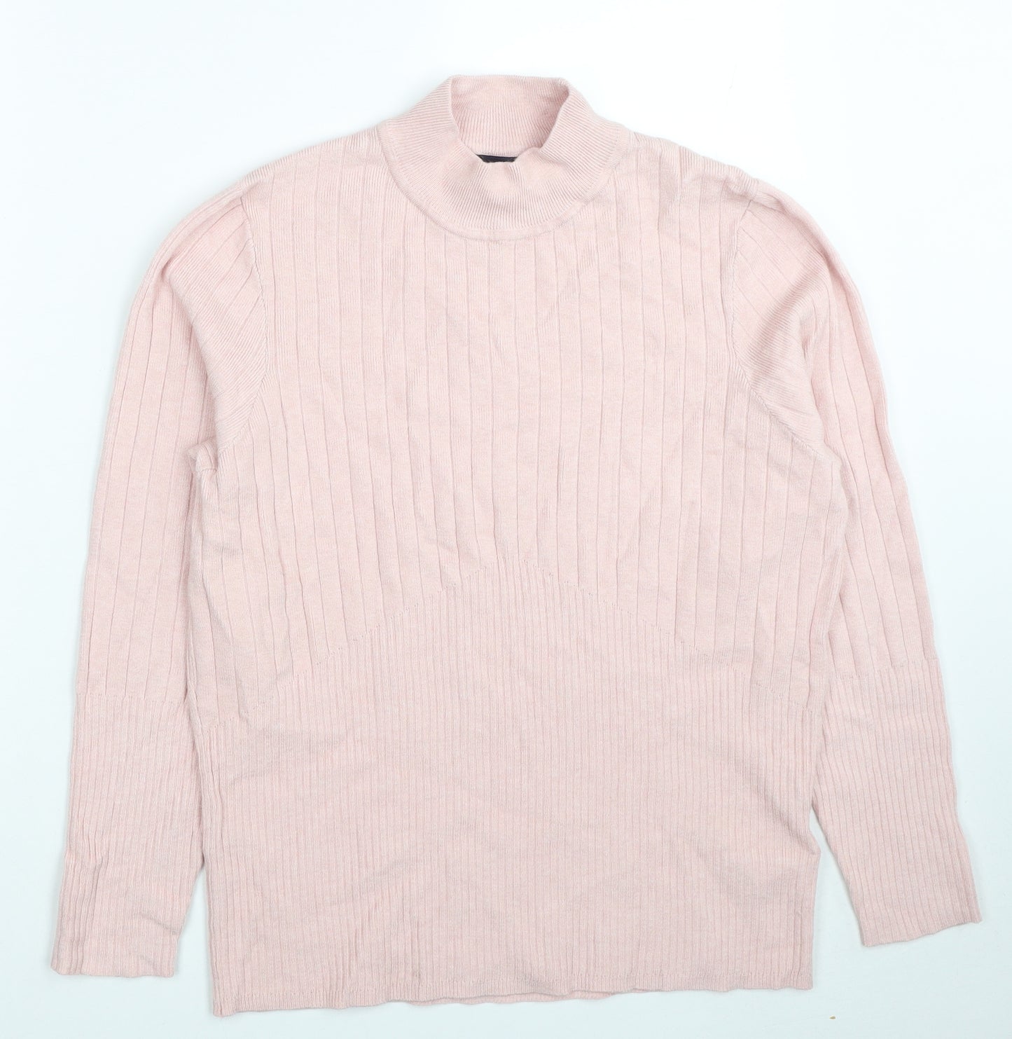 Marks and Spencer Womens Pink Mock Neck Viscose Pullover Jumper Size 18