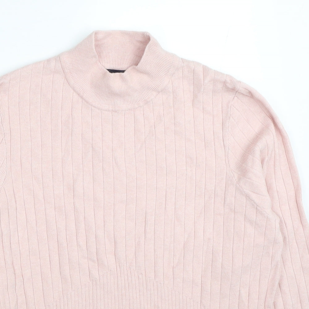 Marks and Spencer Womens Pink Mock Neck Viscose Pullover Jumper Size 18