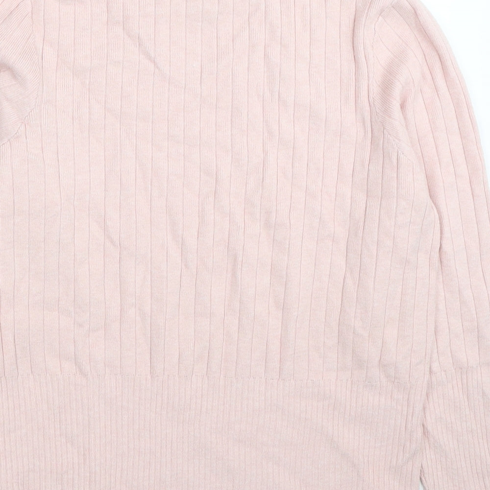 Marks and Spencer Womens Pink Mock Neck Viscose Pullover Jumper Size 18