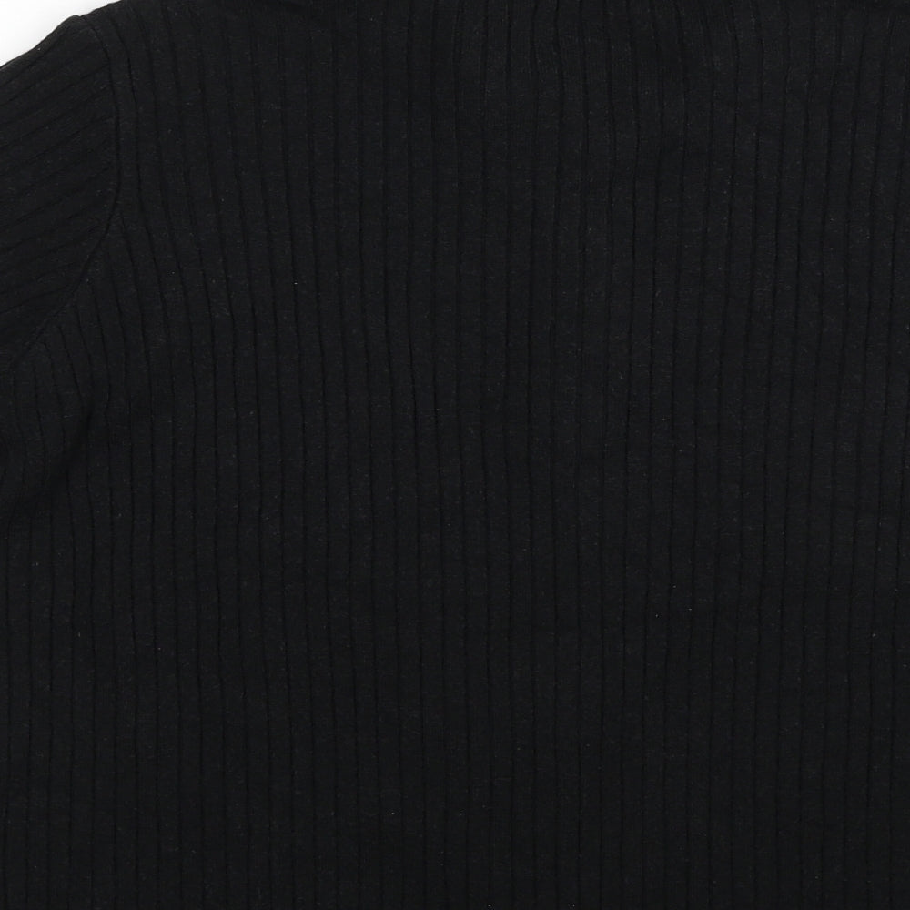 Marks and Spencer Womens Black Collared Acrylic Cardigan Jumper Size L - Ribbed