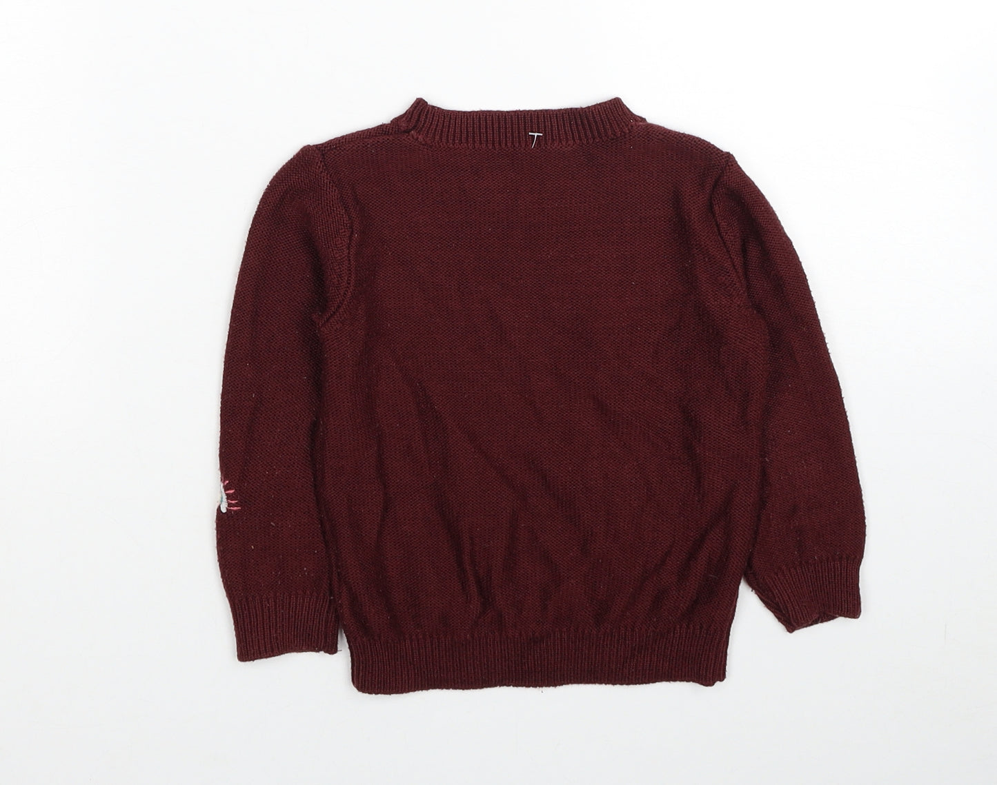 Nutmeg Girls Red Crew Neck Acrylic Pullover Jumper Size 2-3 Years Pullover