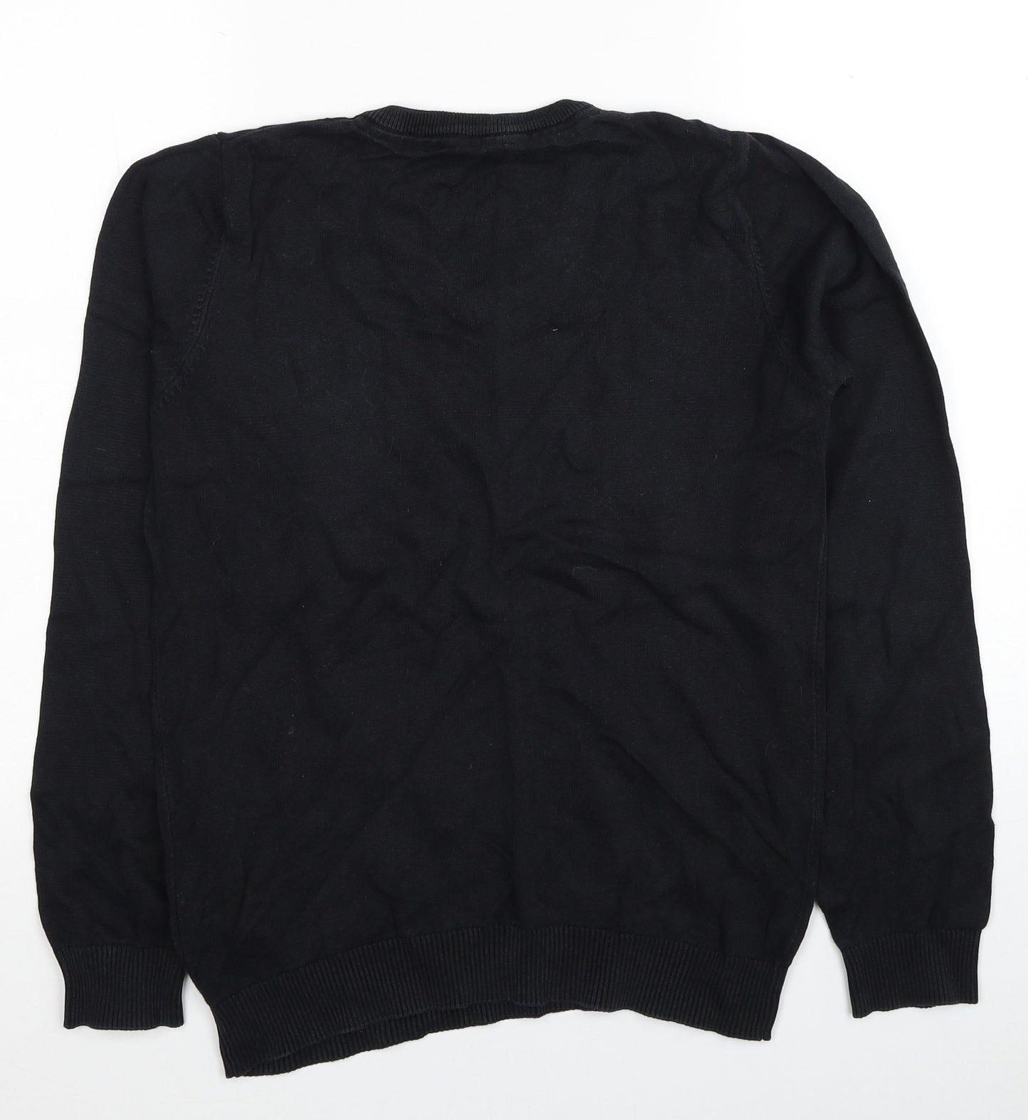 Marks and Spencer Boys Black V-Neck Cotton Pullover Jumper Size 15-16 Years Pullover