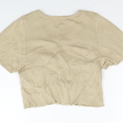 PAZZO Womens Beige V-Neck Cotton Cardigan Jumper Size S