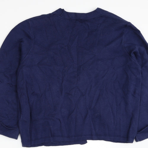 TU Womens Blue V-Neck Cotton Cardigan Jumper Size 14