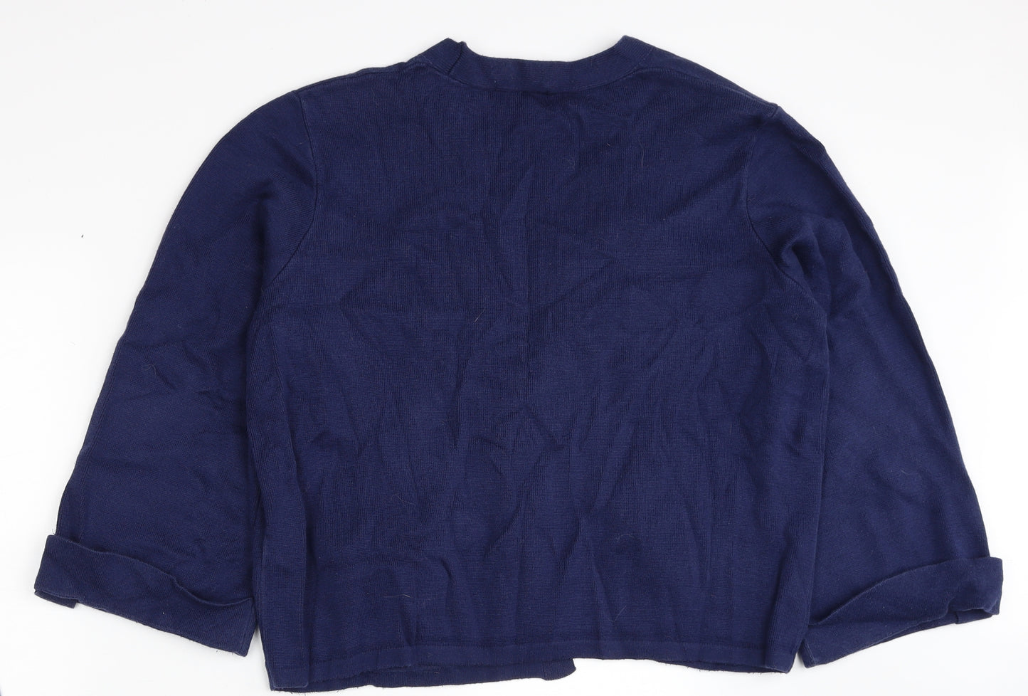 TU Womens Blue V-Neck Cotton Cardigan Jumper Size 14