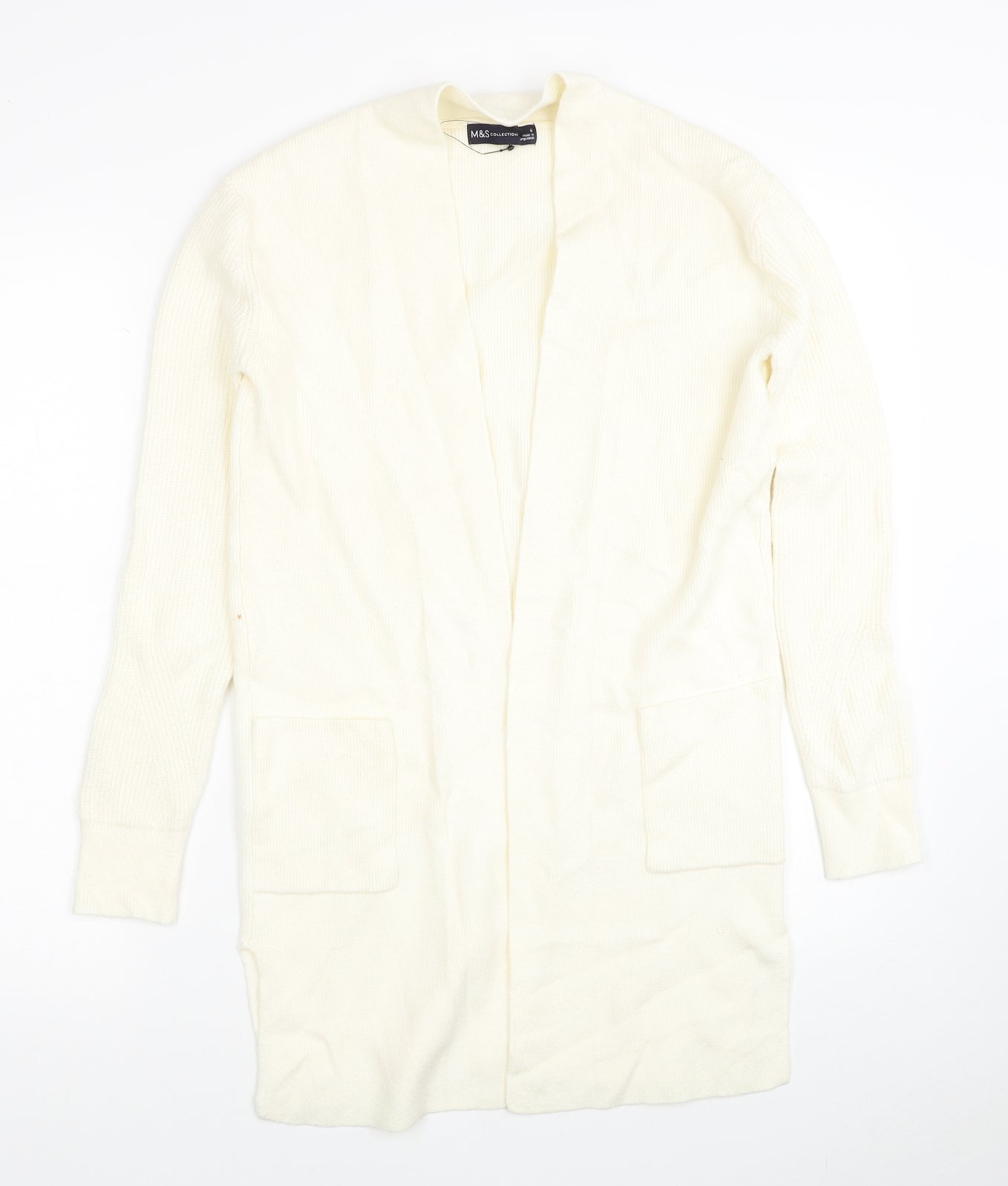 Marks and Spencer Womens White V-Neck Viscose Cardigan Jumper Size 6