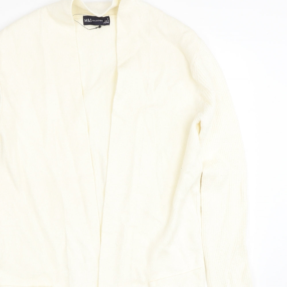 Marks and Spencer Womens White V-Neck Viscose Cardigan Jumper Size 6