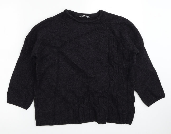 Betty Barclay Womens Black Round Neck Acrylic Pullover Jumper Size 20