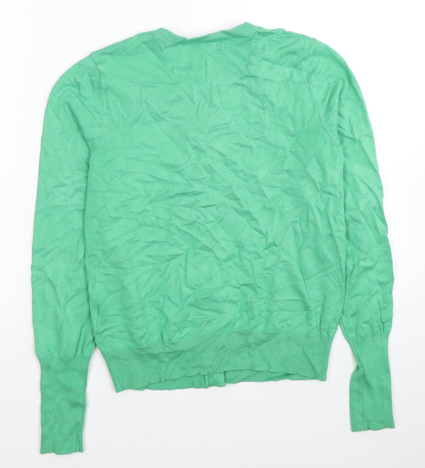 Marks and Spencer Womens Green Round Neck Viscose Cardigan Jumper Size 8