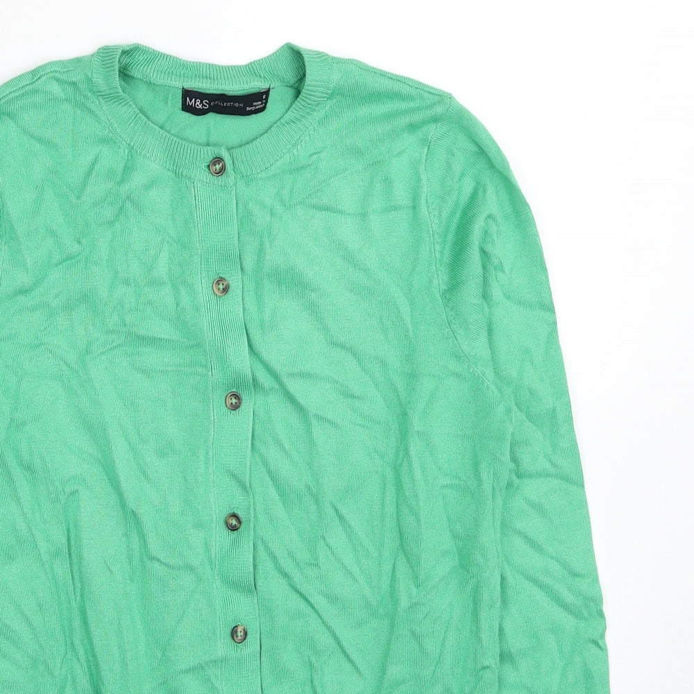Marks and Spencer Womens Green Round Neck Viscose Cardigan Jumper Size 8