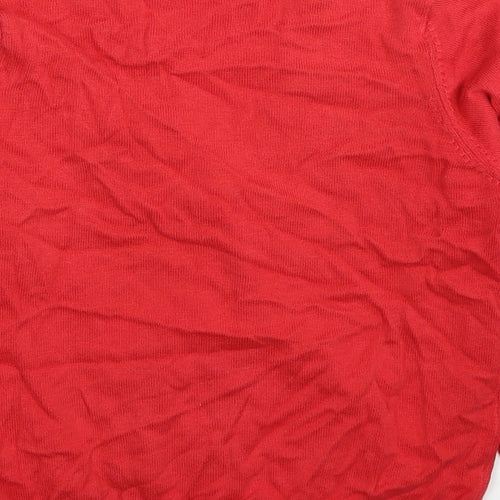 Marks and Spencer Boys Red V-Neck Cotton Cardigan Jumper Size 8-9 Years Button