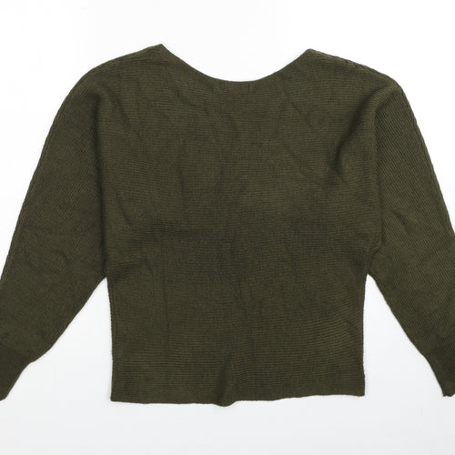 New Look Womens Green Scoop Neck Acrylic Pullover Jumper Size S