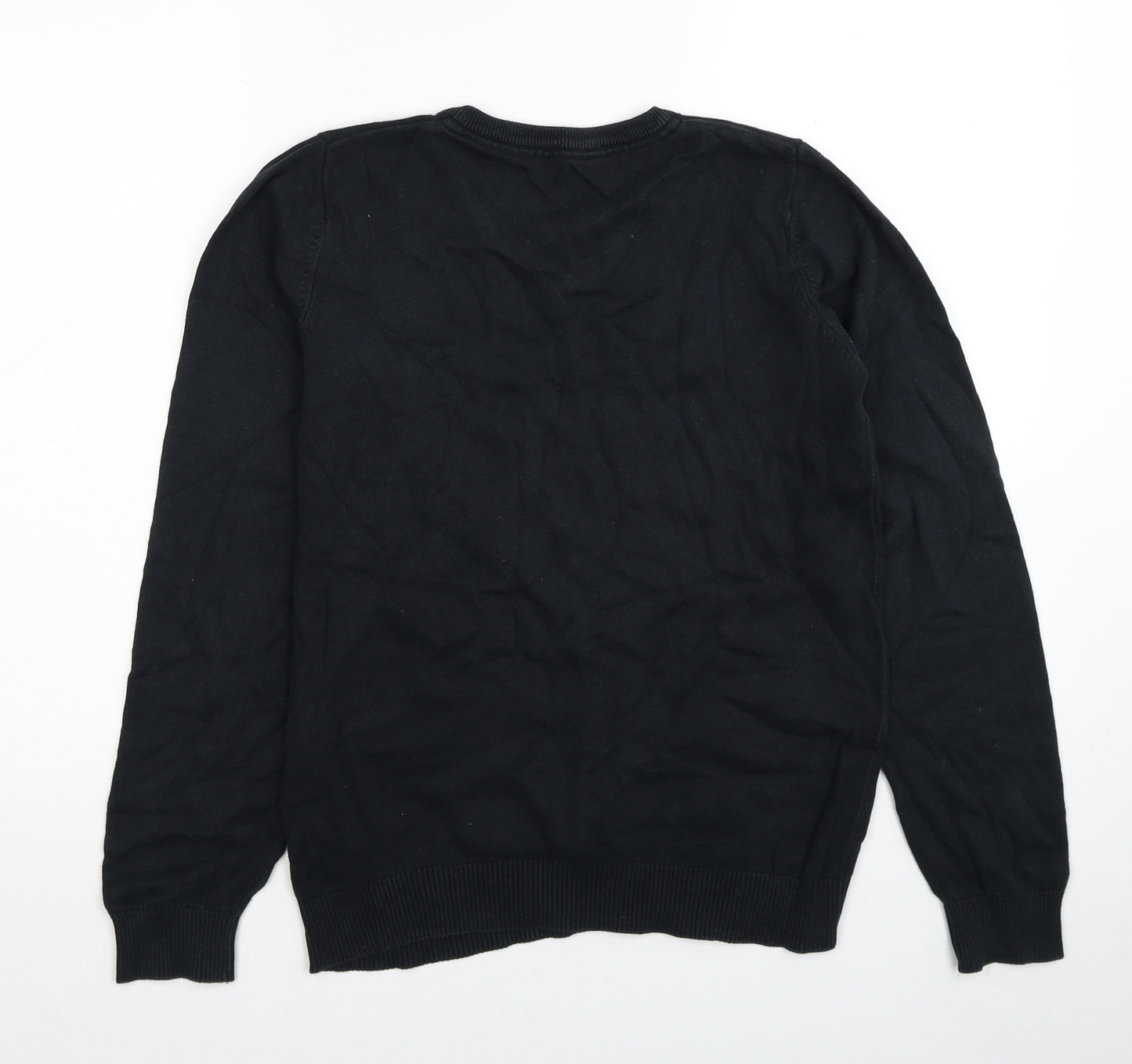 Marks and Spencer Boys Black V-Neck Cotton Pullover Jumper Size 14-15 Years Pullover