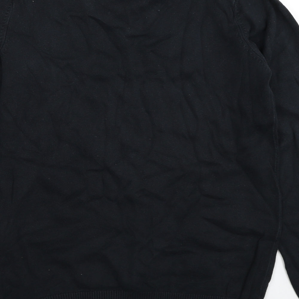 Marks and Spencer Boys Black V-Neck Cotton Pullover Jumper Size 14-15 Years Pullover