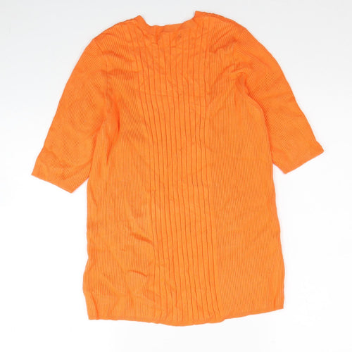 Marks and Spencer Womens Orange Scoop Neck Viscose Pullover Jumper Size L - Ribbed