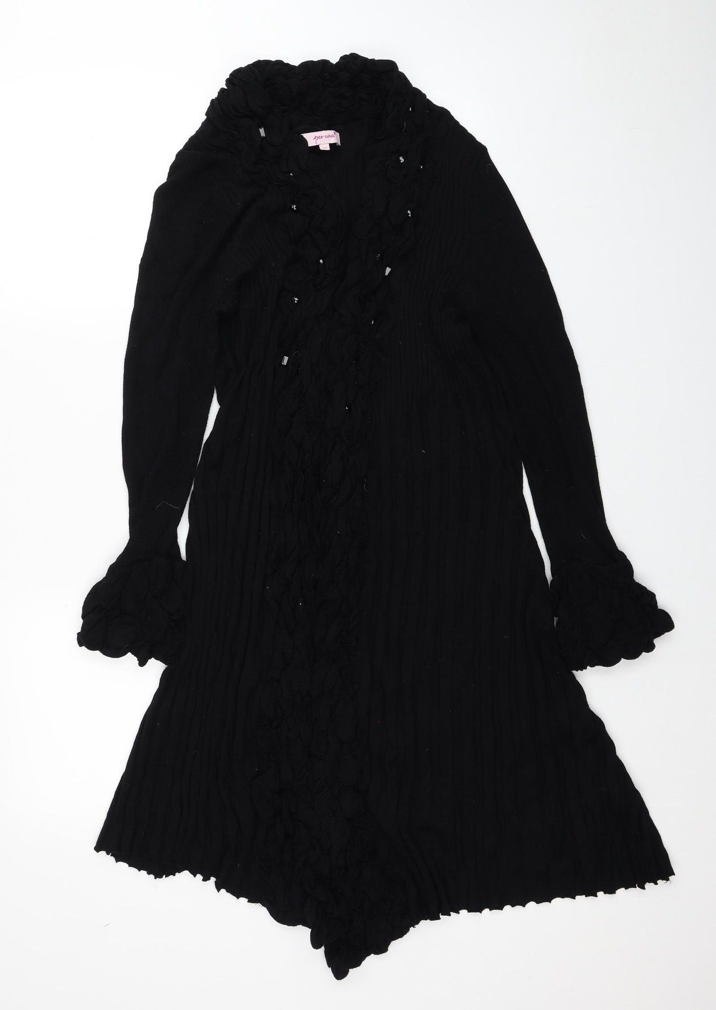Per Una Womens Black V-Neck Viscose Cardigan Jumper Size 20 - Ribbed
