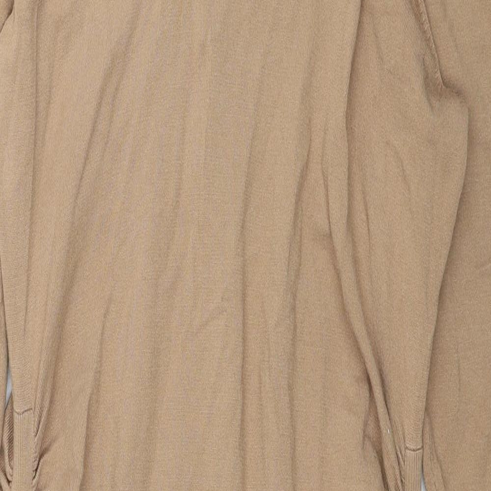 Coast Womens Beige Viscose Jumper Dress Size 18 Roll Neck Pullover