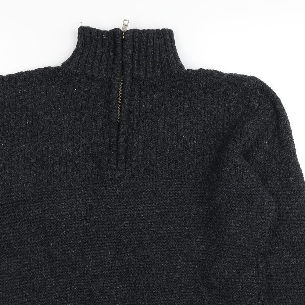 Fat Face Mens Grey High Neck Wool Pullover Jumper Size M