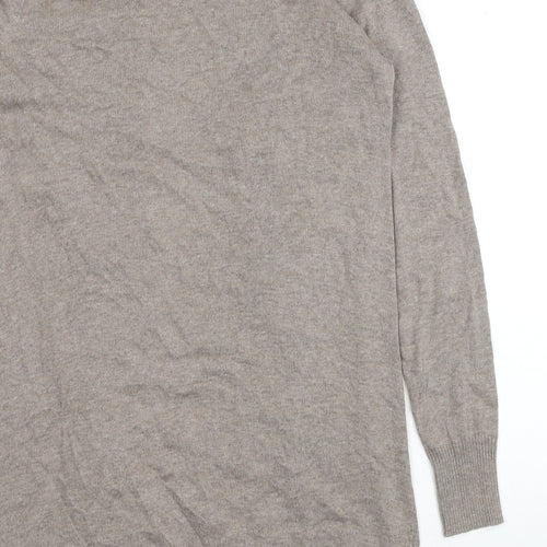 Marks and Spencer Womens Beige V-Neck Polyimide Cardigan Jumper Size 12