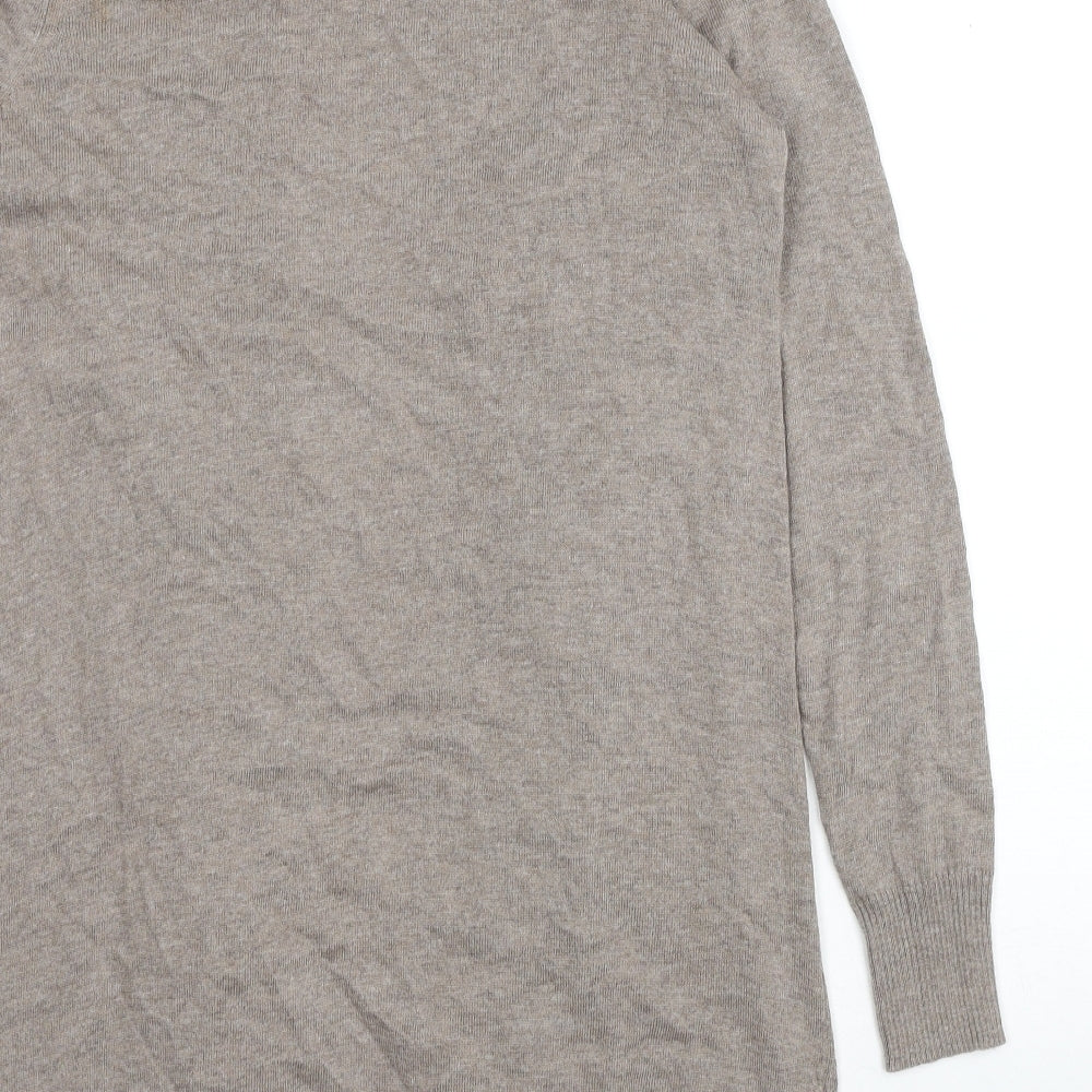 Marks and Spencer Womens Beige V-Neck Polyimide Cardigan Jumper Size 12