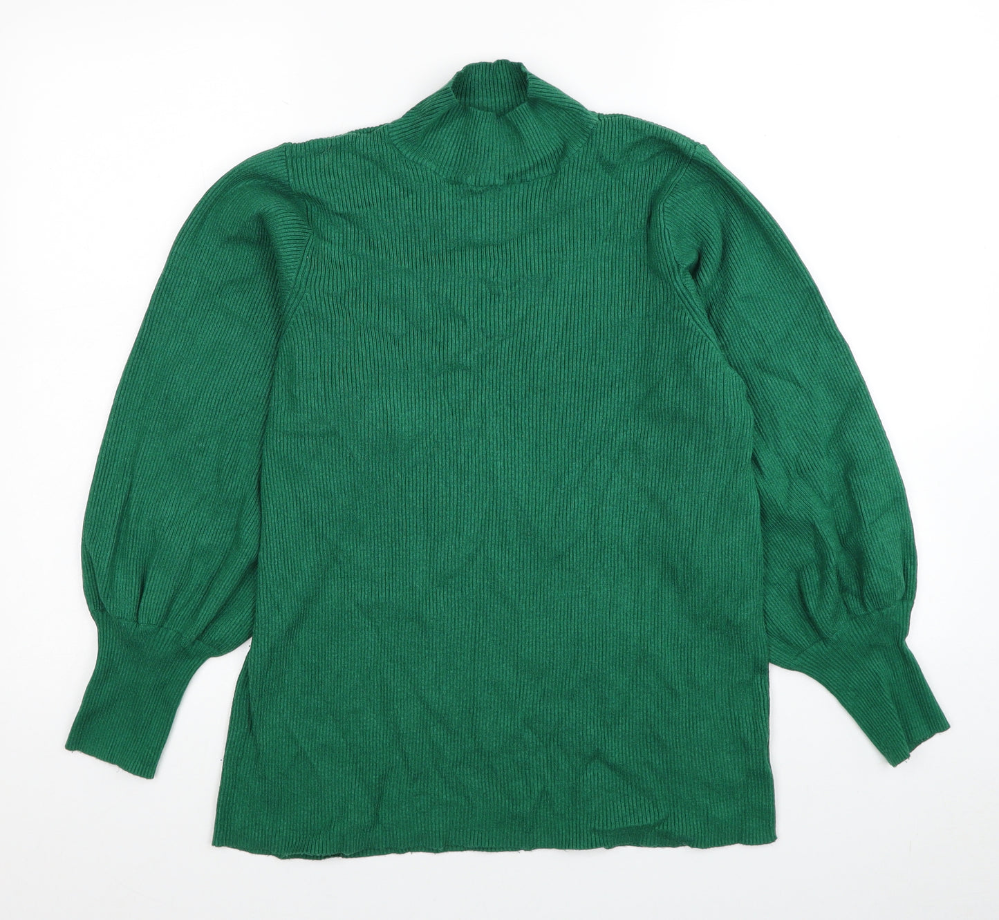 F&F Womens Green Mock Neck Viscose Pullover Jumper Size 20 - Ribbed