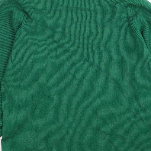 F&F Womens Green Mock Neck Viscose Pullover Jumper Size 20 - Ribbed