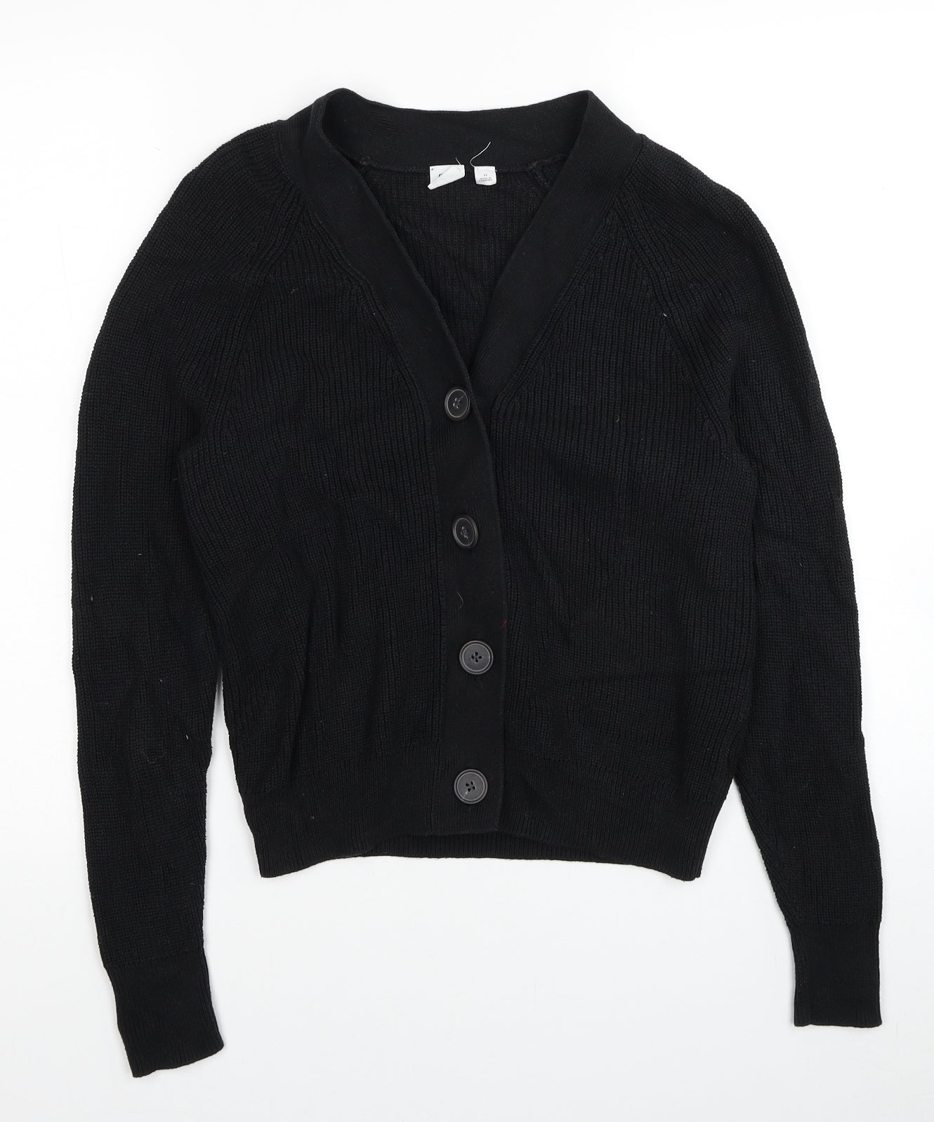 Gap Womens Black V-Neck Cotton Cardigan Jumper Size XS - Ribbed