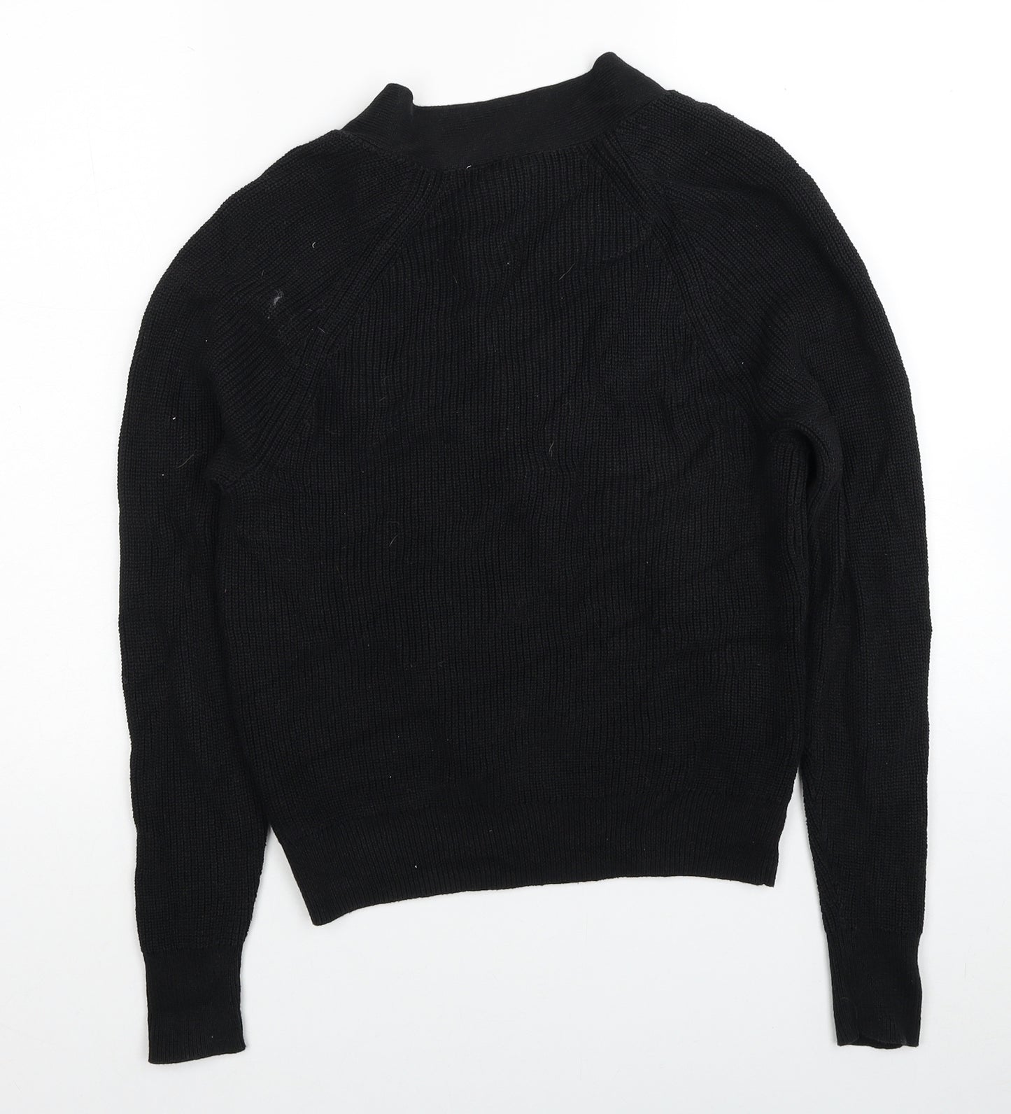 Gap Womens Black V-Neck Cotton Cardigan Jumper Size XS - Ribbed