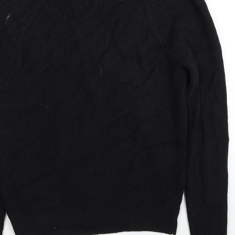 Gap Womens Black V-Neck Cotton Cardigan Jumper Size XS - Ribbed