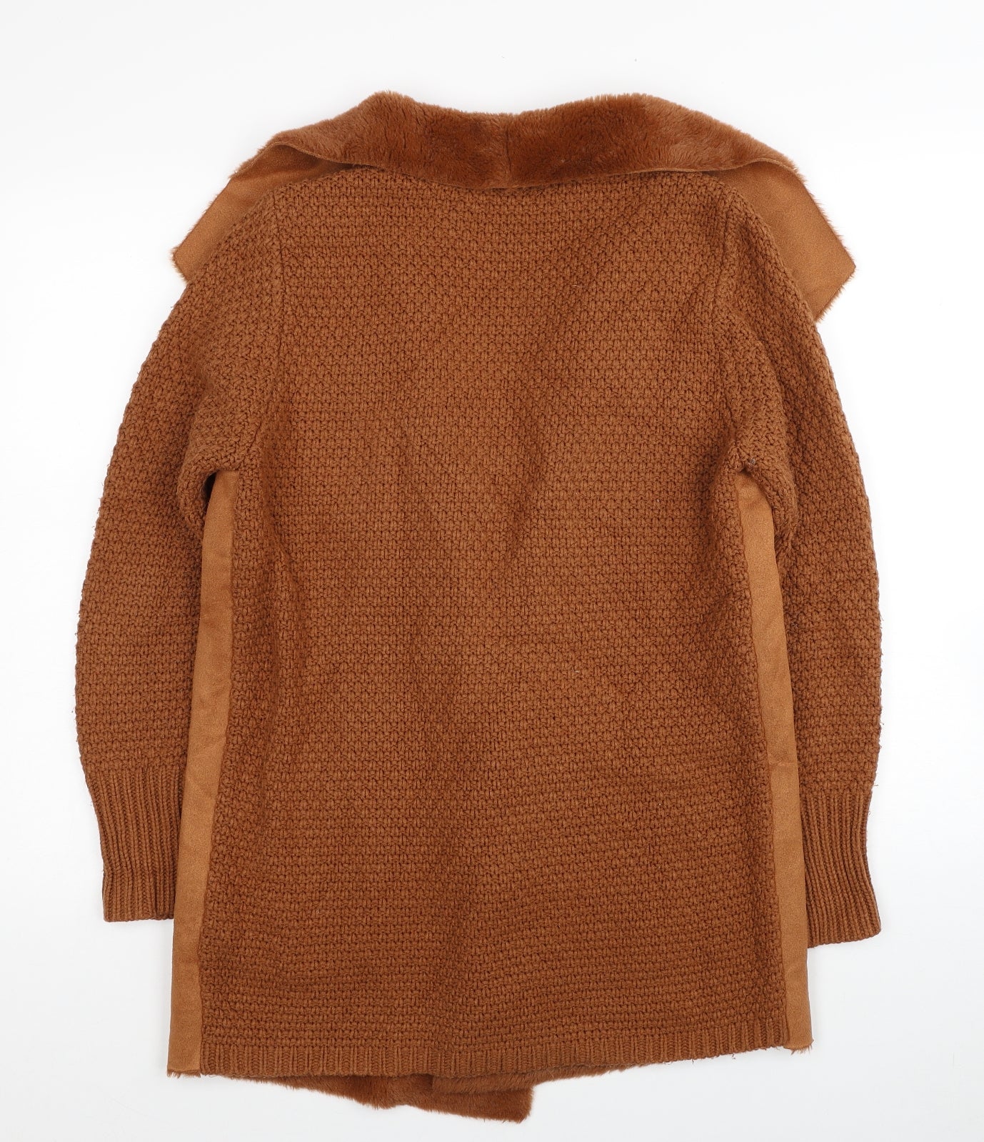 Roman Womens Brown Collared Acrylic Cardigan Jumper Size 10 - Coatigan