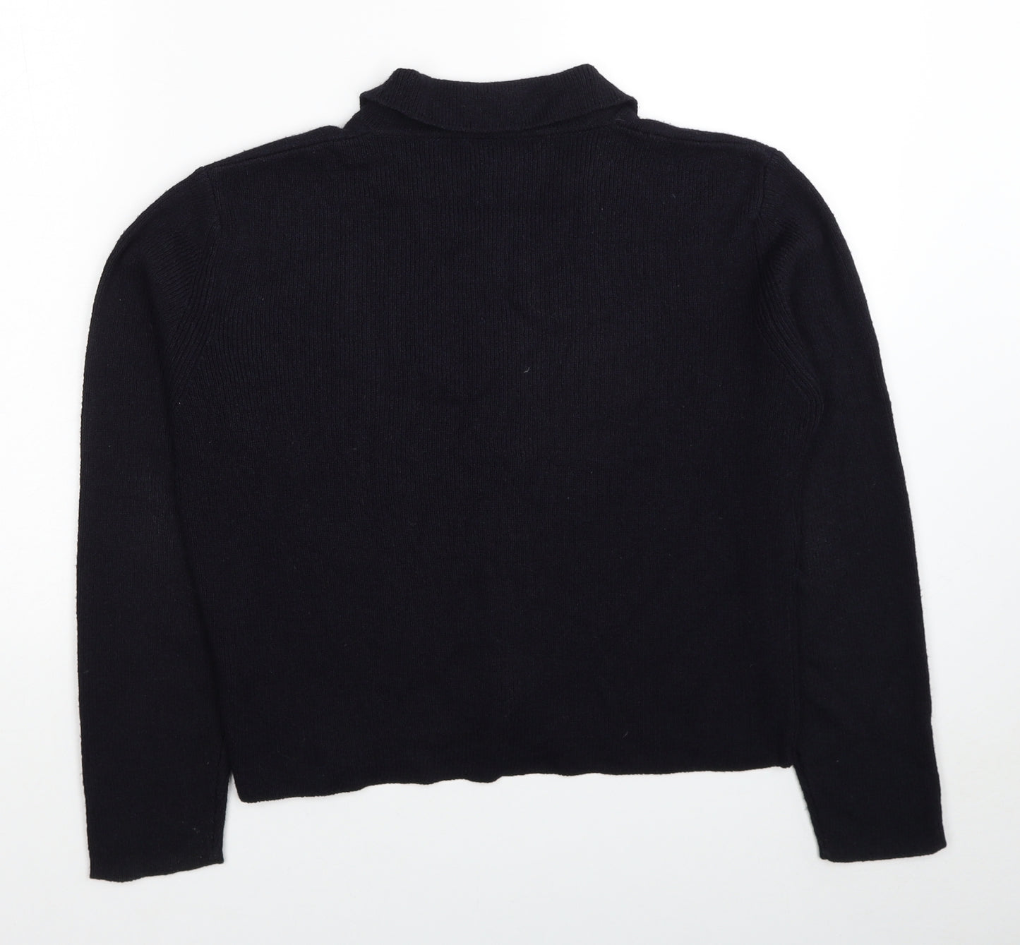 Marco Pecci Womens Black Collared Acrylic Cardigan Jumper One Size