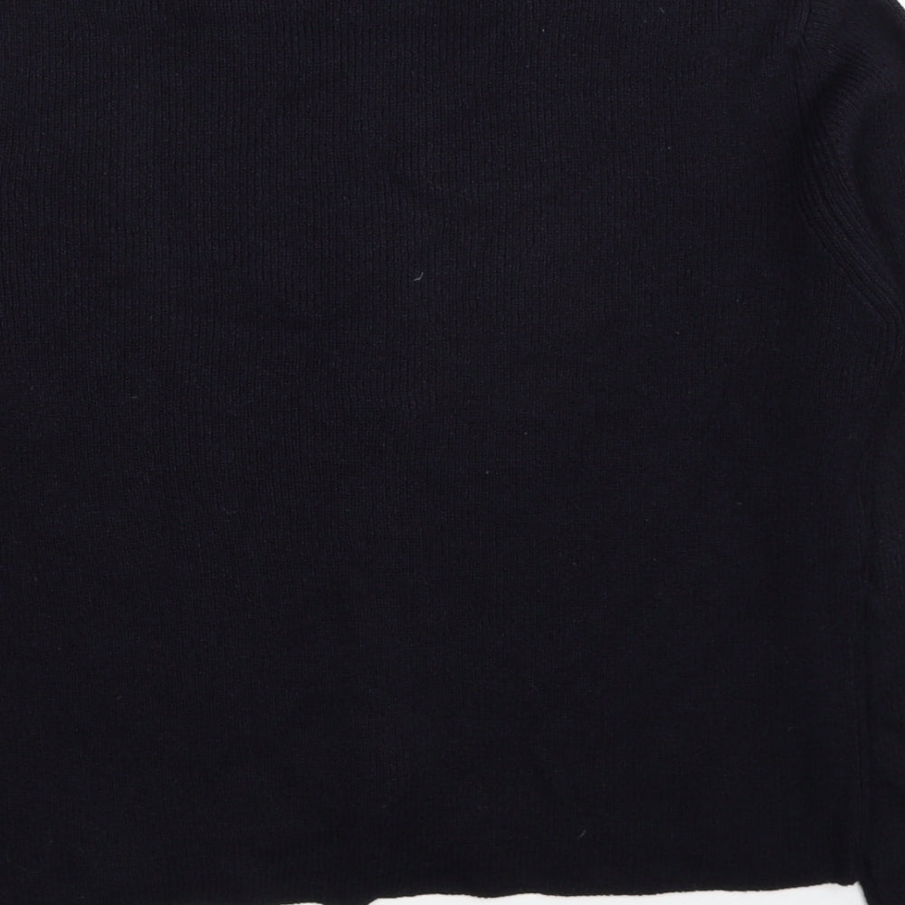 Marco Pecci Womens Black Collared Acrylic Cardigan Jumper One Size