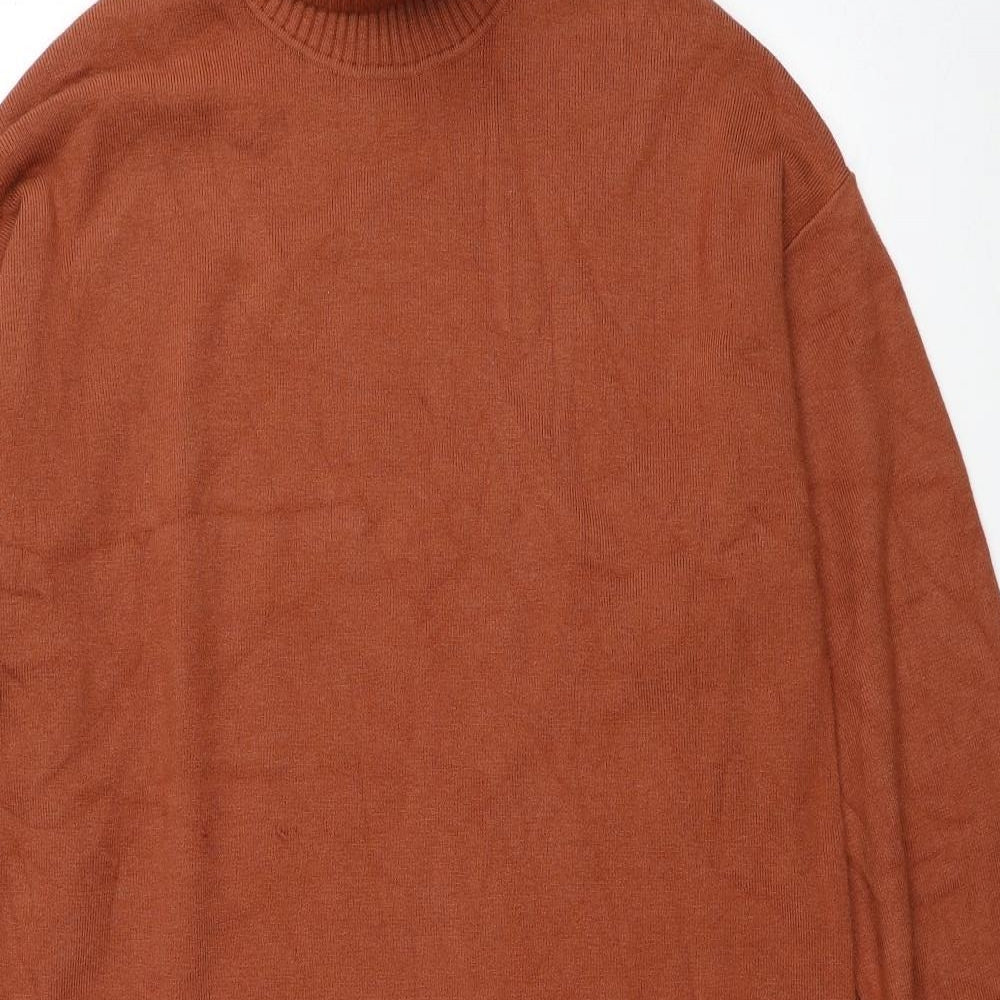 Zara Girls Brown Viscose Jumper Dress Size 13-14 Years Roll Neck Pullover