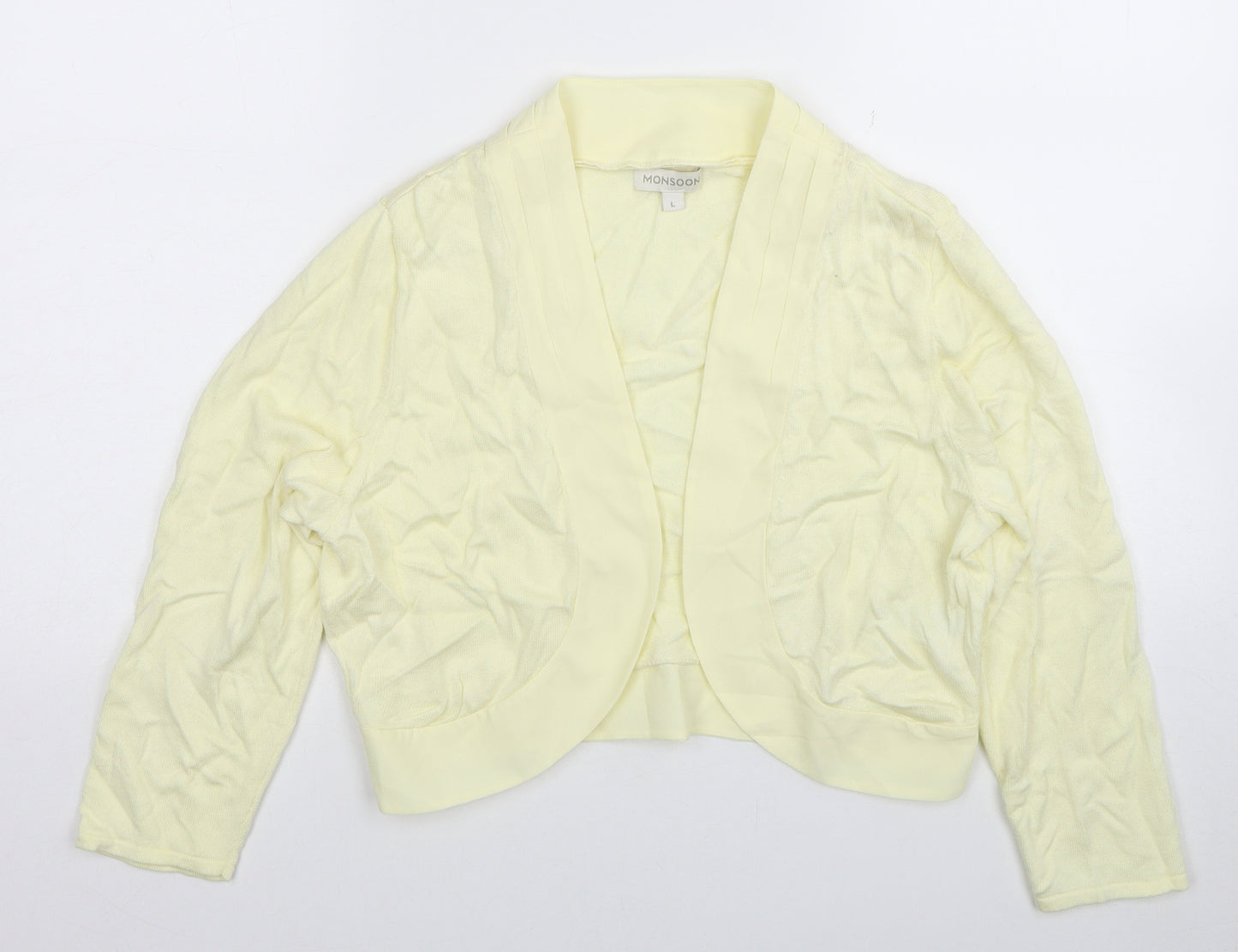 Monsoon Womens Yellow V-Neck Cotton Shrug Jumper Size L