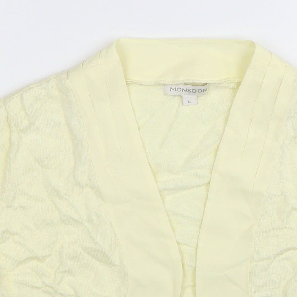 Monsoon Womens Yellow V-Neck Cotton Shrug Jumper Size L