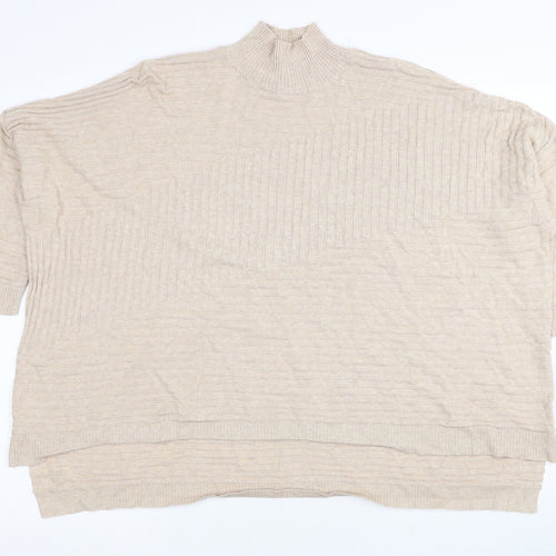 River Island Womens Beige Mock Neck Acrylic Pullover Jumper Size M