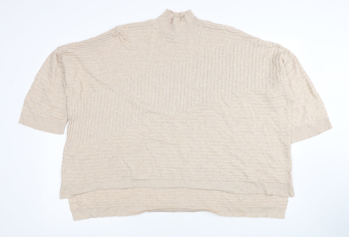 River Island Womens Beige Mock Neck Acrylic Pullover Jumper Size M